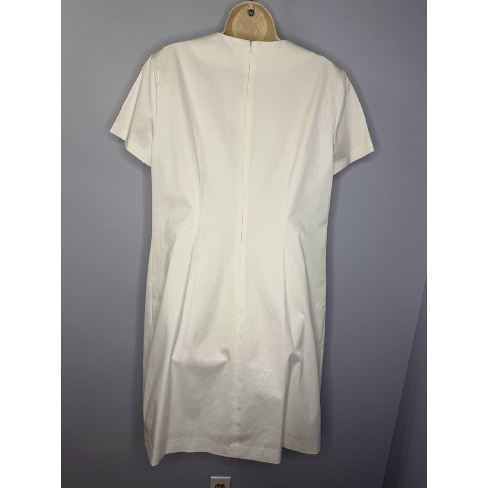 Brooks Brothers Shift White Mini Dress Embellished Jewel Neckline Elegant Sz 14 - Picture 6 of 13